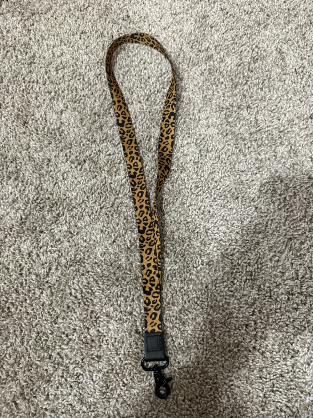 Leopard Print Lanyard Keychain Strap - Tan and Black